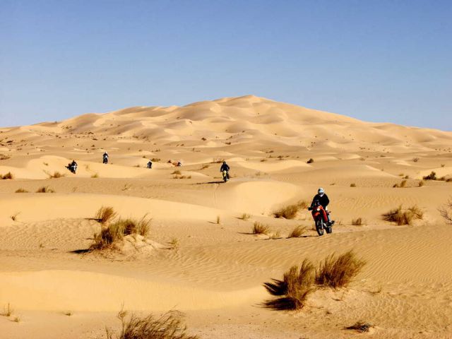 Motorradreise mit Enduros im Dünenmeer Großer Östlicher Erg in Algerien